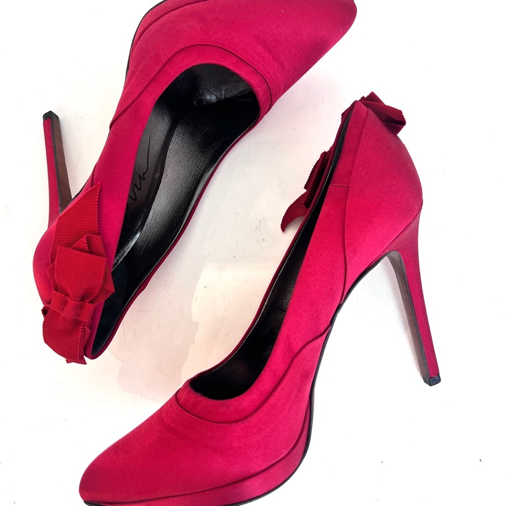 Lanvin red satin pumps